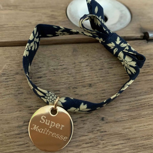 Bracelet personnalisé liberty ruban avec médaille 15 mm Plaqué Or