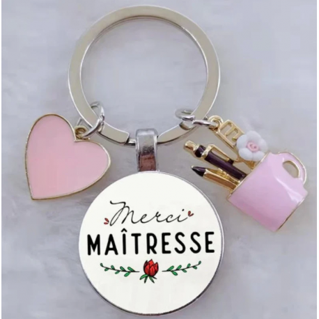 Cadeau maitresse pas cher : Porte-Clés Merci Maîtresse