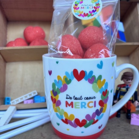 Cadeau maitresse, atsem, nounou - Mug et ses guimauves coeurs